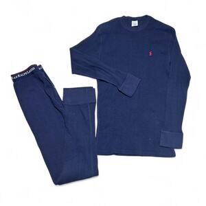 Polo Ralph Lauren Y2k Vintage Navy Blue Pony Logo Cotton Thermal Underwear Large